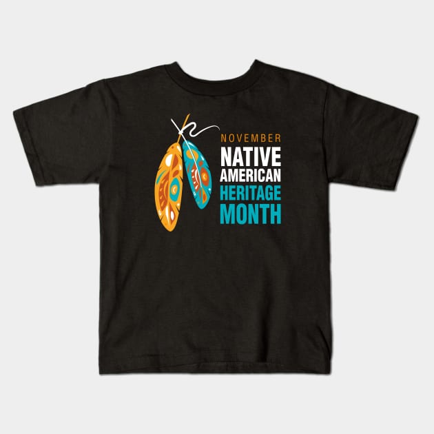 Native American Heritage Logo design Kids T-Shirt by JDawnInk